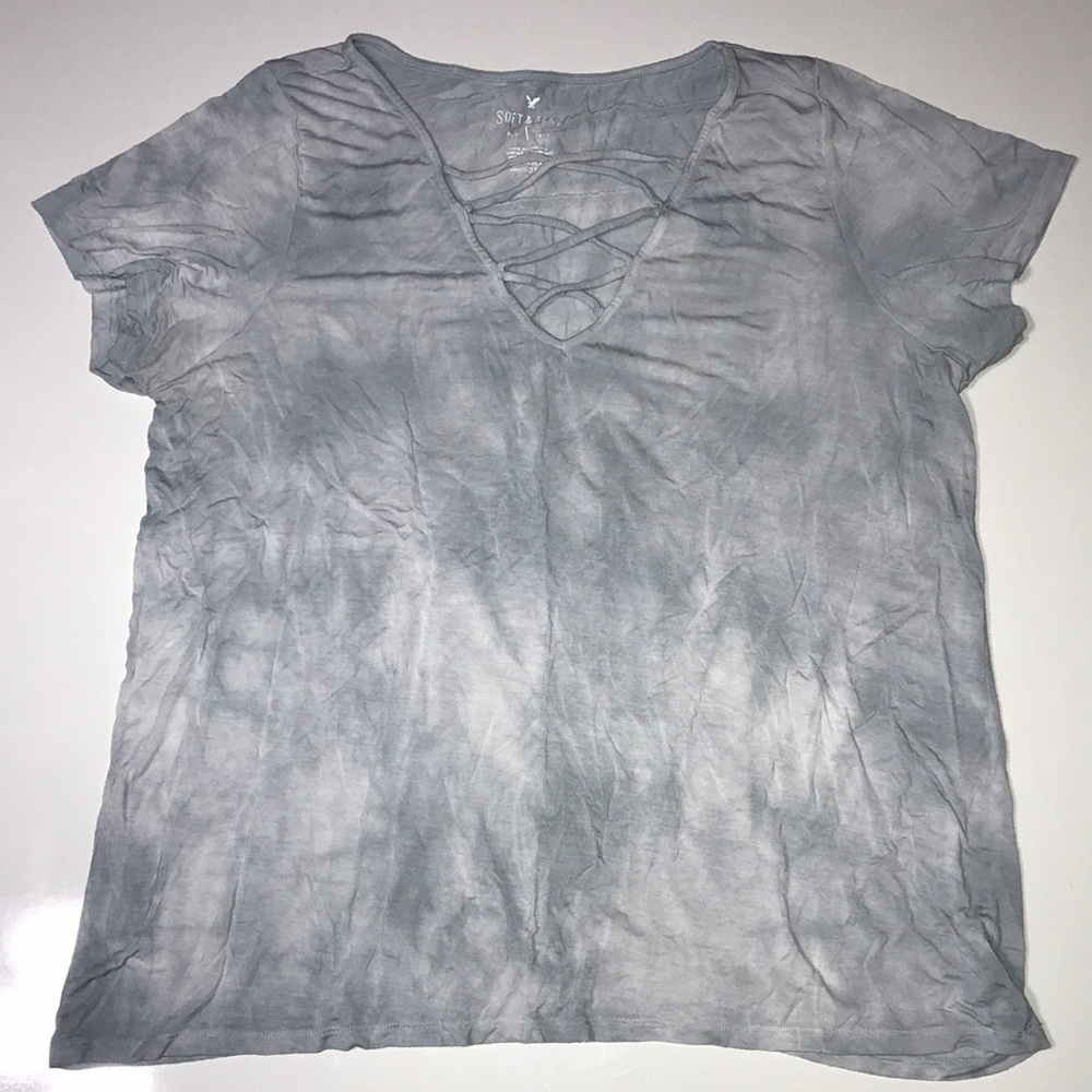 American Eagle Tee Shirt Soft & Sexy Blue/white Tye dye Short Sleeve Size XL